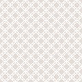 Subtle minimal grid ornament. Vector abstract beige and white geometric seamless pattern with lattice, diamond shapes, flower Royalty Free Stock Photo