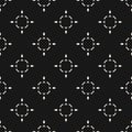 Subtle monochrome vector seamless pattern with diamond shapes, stars, sparkles Royalty Free Stock Photo