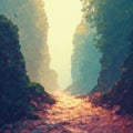 Subtle, muted hues create a hazy, low poly, abstract scene , art, lines