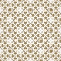 Subtle ornament in Asian style. Vector white and gold abstract seamless pattern