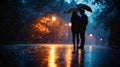 Subtle yet powerful photo capturing the tender affection between a couple during a light rain