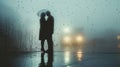 Subtle yet powerful photo capturing the tender affection between a couple during a light rain