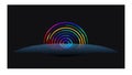 Subtle Rainbow Arch with Waves, Peaceful Abstract Horizon, Dreamy Background, vector design Generative AI Royalty Free Stock Photo