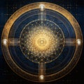 Subtle sacred geometry. Mandala in thin golden lines Royalty Free Stock Photo