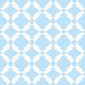 Subtle seamless pattern in white and light blue colors with diamond shapes, mesh, lace, grid, lattice. Royalty Free Stock Photo