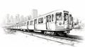 Subtle And Traditional Black And White Drawing Of A Chicago Train