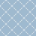 Subtle vector abstract geometric floral seamless pattern. Light blue and white Royalty Free Stock Photo
