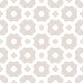 Subtle vector geometric floral seamless pattern. White and beige background Royalty Free Stock Photo