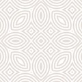 Subtle vector geometric seamless pattern. Abstract linear ornament texture with leaves, petals, tiles Royalty Free Stock Photo