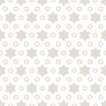 Subtle vector geometric seamless pattern with stars. Beige and white color