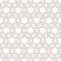 Subtle vector geometric seamless pattern with stars. Beige and white color