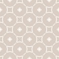 Subtle beige vector geometric seamless pattern with thin circular grid Royalty Free Stock Photo