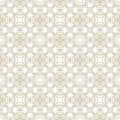 Subtle vector ornament. White and beige seamless pattern. Delicate grid Royalty Free Stock Photo