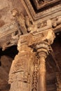 Subtlety of stone pillars of Jalakandeswarar temple hall Royalty Free Stock Photo