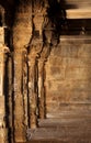 Subtlety of stone pillars of Jalakandeswarar temple hall Royalty Free Stock Photo