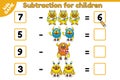 Subtraction for children math game monsters-2 Royalty Free Stock Photo