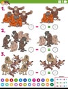 Subtraction educational task with cartoon apes and monkeys Royalty Free Stock Photo