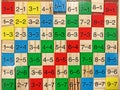 Subtraction - mathematical operations on a colored board. Minus operations