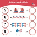 Subtraction Worksheet. Mathematic counting worksheet Royalty Free Stock Photo