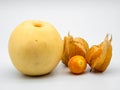 Exotic fruit - Physalis and Nashi pear Royalty Free Stock Photo