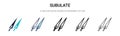 Subulate icon in filled, thin line, outline and stroke style. Vector illustration of two colored and black subulate vector icons