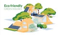 Suburb concept Green energy and recycling. Flat vector illustration