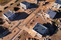 Suburb house construction, aerial viev. Home construction of ceramsite blocks. Royalty Free Stock Photo