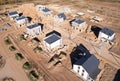 Suburb house construction, aerial viev. Home construction of ceramsite blocks. Royalty Free Stock Photo