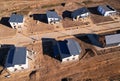 Suburb house construction, aerial viev. Home construction of ceramsite blocks. Royalty Free Stock Photo