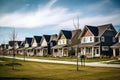 suburb with row of houses, each one unique Royalty Free Stock Photo