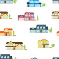 Suburban american houses seamless pattern.