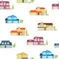 Suburban american houses seamless pattern.