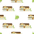 Suburban american houses seamless pattern.