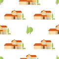 Suburban american houses seamless pattern.