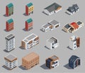 Suburban Buildings Icon Set