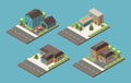 Suburban Buildings Isometric Set