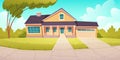 Suburban cottage, residential house with garage Royalty Free Stock Photo