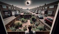 Suburban Dreamscape Under the Spell of a Solar Eclipse