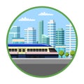 Suburban electric train flat illustration