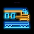 suburban electric train neon glow icon illustration