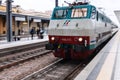 Suburban electric train on Parma city railway station