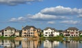 Suburban Executive Homes on Lake Royalty Free Stock Photo