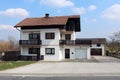 Suburban family house with old style wooden fence balcony Royalty Free Stock Photo