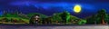 Suburban highway night view illustration