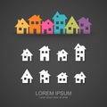 Suburban homes icon set