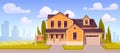 Suburban house with garage for sale Royalty Free Stock Photo