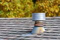 Suburban house rooftop, asphalt shingles, roof vent