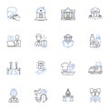 Suburban life line icons collection. Community , Neighborhood , Residential , Bucolic , Homely , Serene , Cozy vector Royalty Free Stock Photo