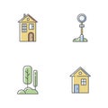 Suburban life RGB color icons set