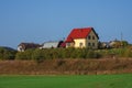 Suburban luxury real estate, modern cottage on a green hill